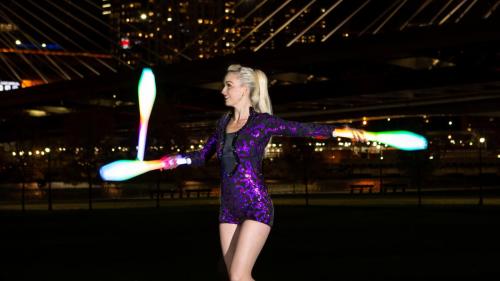 LED juggler performing in Boston